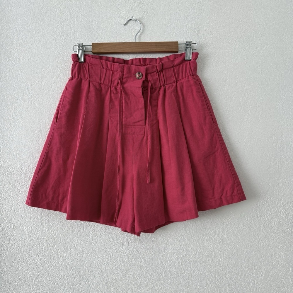 Madison The‎ Label Mayla Pink Linen Blend Shorts Pleated Size Small - Picture 2 of 9